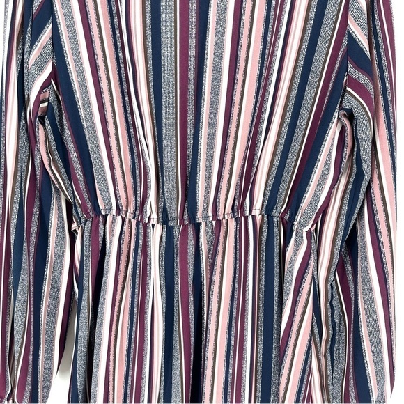 Xhilaration Women's Purple Striped Long Sleeve V-Neck Wrap Dress - Picture 10 of 10